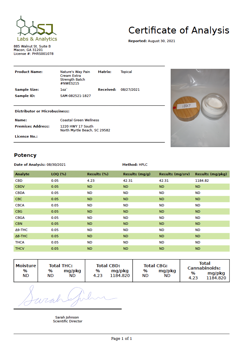 Extra Strength Nature's Way Pain Cream 1000mg or 3200mg